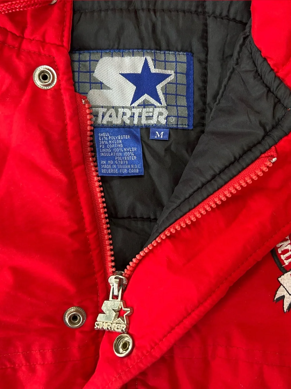 STARTER RARE Early 90s Vintage Maryland Terrapins Hooded Insulated Red Jacket, M